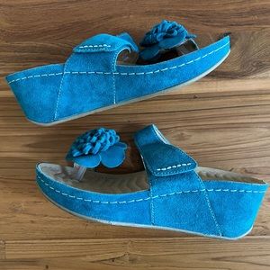 DAVID TATE Justice Wedge Sandal, Teal, 7.5